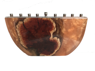 Menorah, Manzanite Burl, Copper Metallic Resin